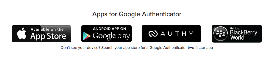 Authenticator apps screenshot