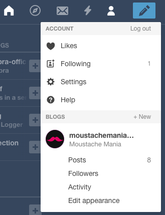 Tumblr settings screenshot