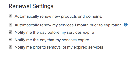 renewal settings