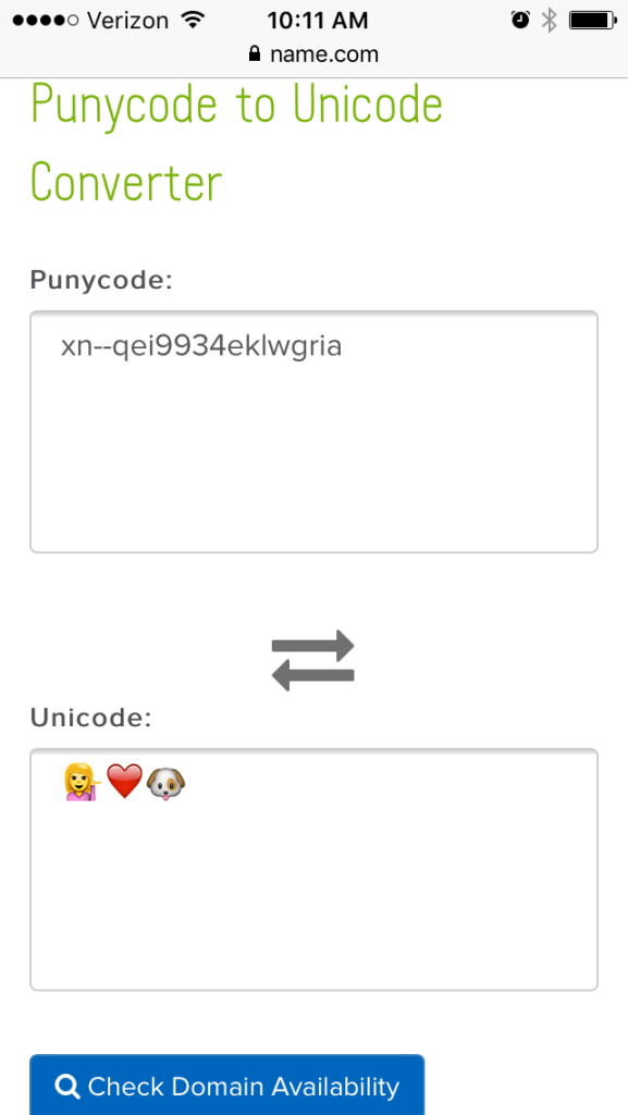unicode to punnycode