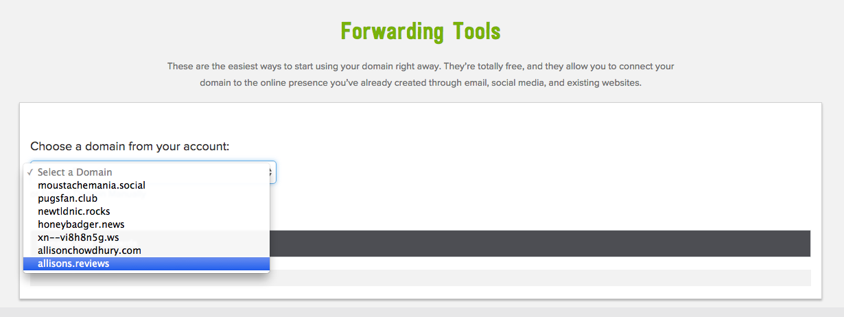 Select forwarding domain