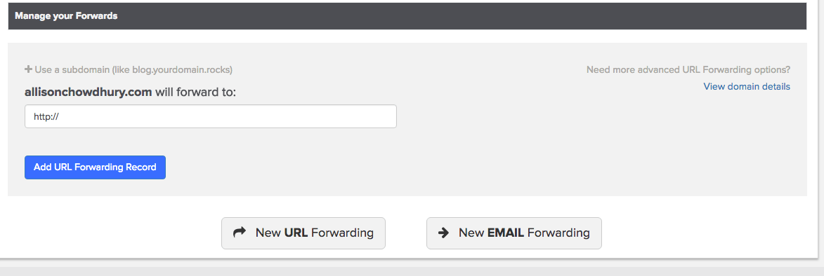 New email forwarding button