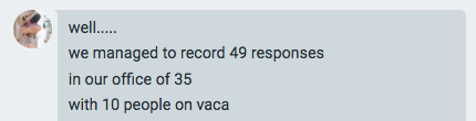 49 responses in office of 35