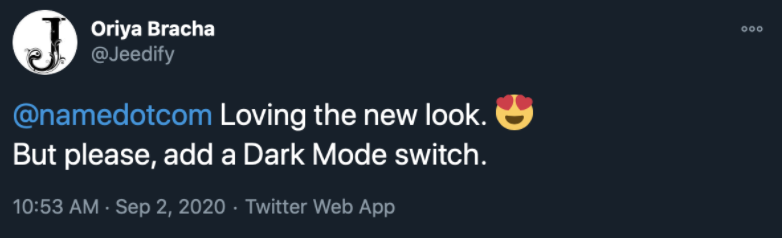 Dark mode tweet